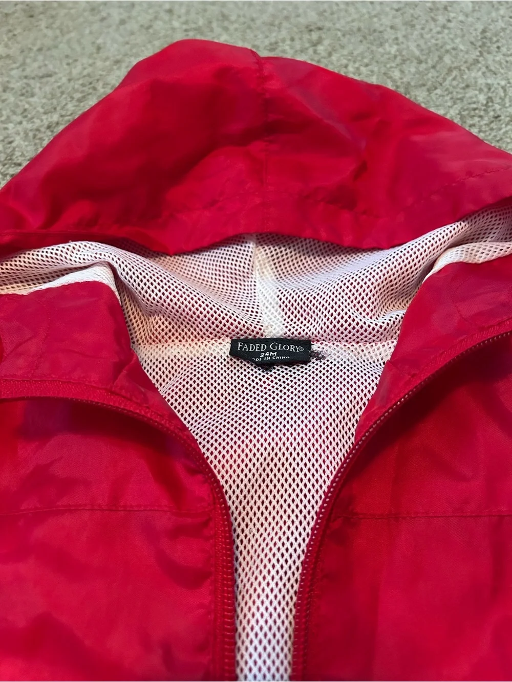 Faded Glory Bright Red Kids Hooded Raincoat